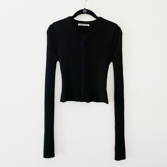 TheOpen Product Knit Shoulder Cut Out Cardigan Size 1 - Picture 7 of 11